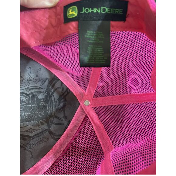 JOHN DEERE Snapback Gray Pink Mesh NWOT Trucker Hat‎ Baseball Cap Tractor Farm - Picture 4 of 5